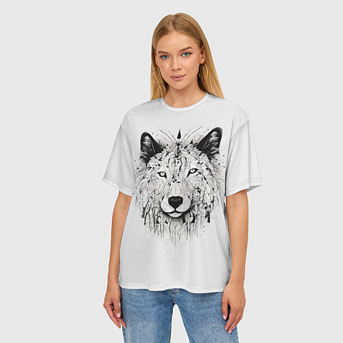Женская футболка оверсайз Фантастический волк / 3D-принт – фото 3