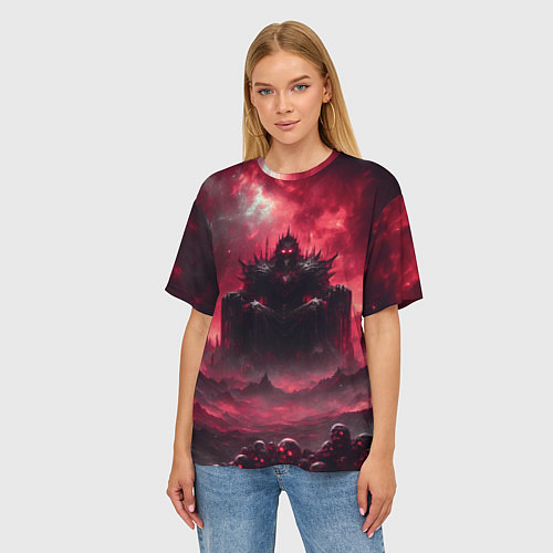 Женская футболка оверсайз Бог крови Кхорн нейросеть / 3D-принт – фото 3