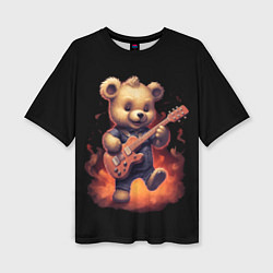 Футболка оверсайз женская Плюшевый медведь играет на гитаре, цвет: 3D-принт