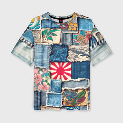 Женская футболка оверсайз Японское художество пэчворк