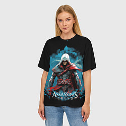 Футболка оверсайз женская Assassins creed холодный фон, цвет: 3D-принт — фото 2