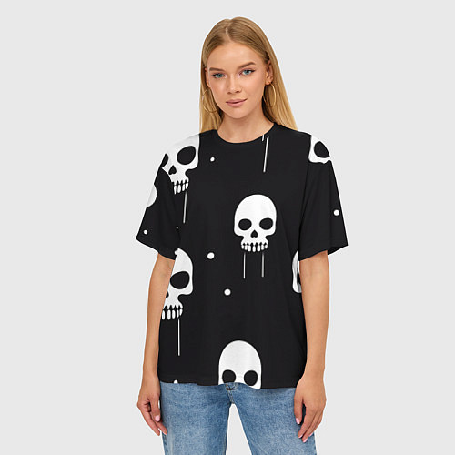 Женская футболка оверсайз Слёзы черепов / 3D-принт – фото 3