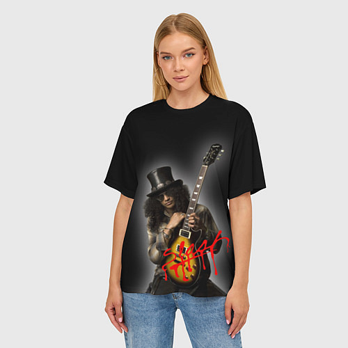 Женская футболка оверсайз Slash музыкант группы Guns N Roses / 3D-принт – фото 3