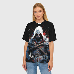 Футболка оверсайз женская Assassins creed мазки красок, цвет: 3D-принт — фото 2