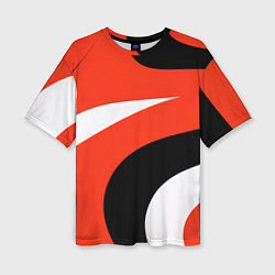 Футболка оверсайз женская Геометрические волнистые абстрактные волны белые к, цвет: 3D-принт