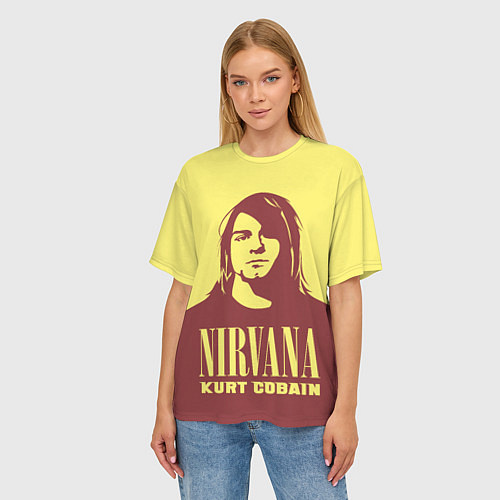 Женская футболка оверсайз Kurt Cobain Nirvana / 3D-принт – фото 3