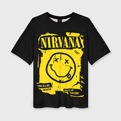 Футболка оверсайз женская Nirvana - смайлик, цвет: 3D-принт