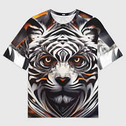 Женская футболка оверсайз Абстракция: тигр