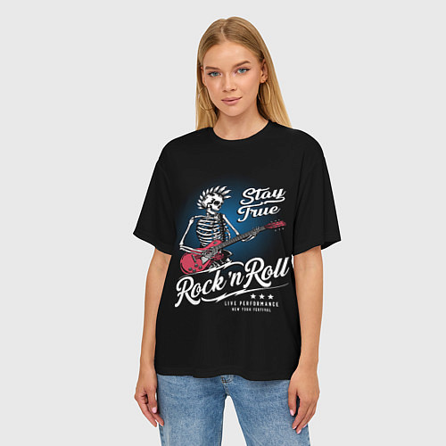 Женская футболка оверсайз Rock and roll - punk / 3D-принт – фото 3