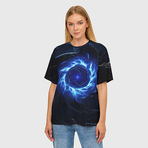 Женская футболка оверсайз Синяя магическая абстракция / 3D-принт – фото 3