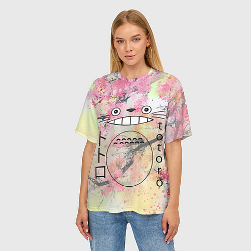 Женская футболка оверсайз Totoro moy sosed x / 3D-принт – фото 3