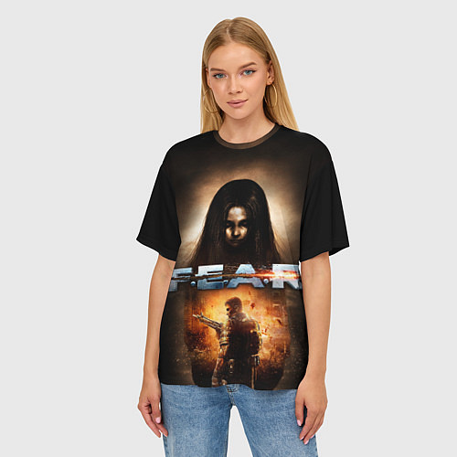 Женская футболка оверсайз FEAR - project origin / 3D-принт – фото 3