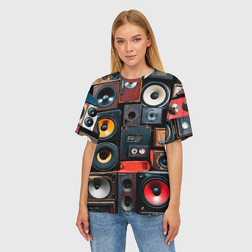 Женская футболка оверсайз Audio speaker / 3D-принт – фото 3