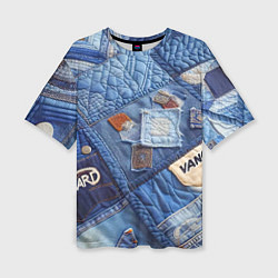 Женская футболка оверсайз Vanguard jeans patchwork - ai art