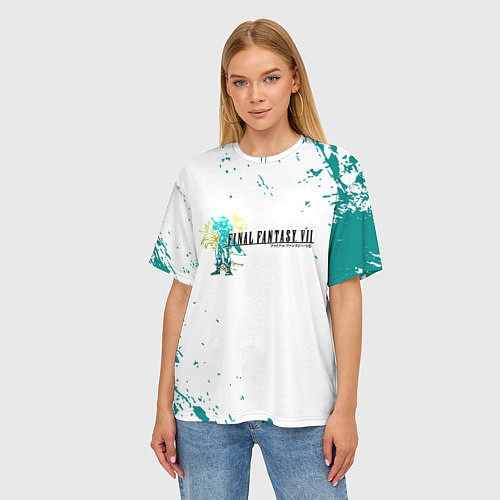 Женская футболка оверсайз Final fantasy неон / 3D-принт – фото 3