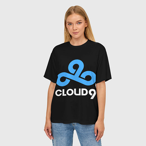 Женская футболка оверсайз Cloud9 - esports logo / 3D-принт – фото 3