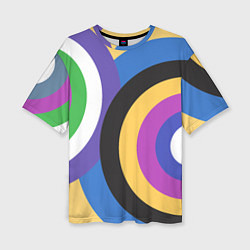 Женская футболка оверсайз Разноцветные круги, абстракция