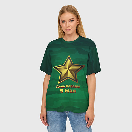 Женская футболка оверсайз 9 мая звезда День Победы / 3D-принт – фото 3