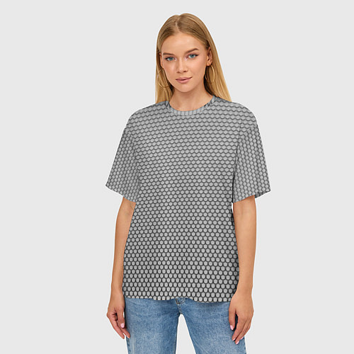 Женская футболка оверсайз Кольчуга серый / 3D-принт – фото 3