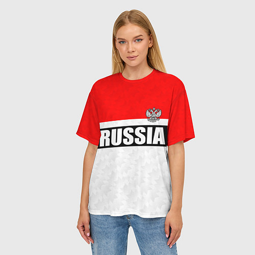 Женская футболка оверсайз Россия - униформа классическая с гербом / 3D-принт – фото 3