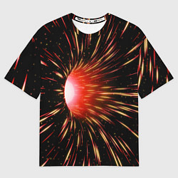 Женская футболка оверсайз Червоточина - огненные лучи
