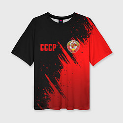 Футболка оверсайз женская СССР - черно-красный, цвет: 3D-принт