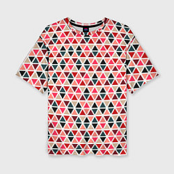 Футболка оверсайз женская Бирюзово-розовый геометричный треугольники, цвет: 3D-принт