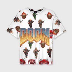 Женская футболка оверсайз Doom 1993 паттерн