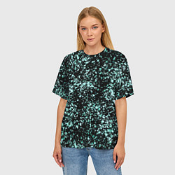 Футболка оверсайз женская Чёрный с напылением голубого цвета абстракция, цвет: 3D-принт — фото 2