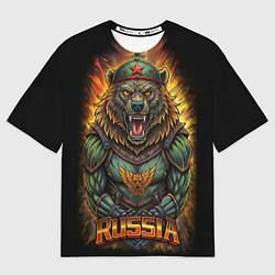 Футболка оверсайз женская Мощный военный медведь СССР, цвет: 3D-принт