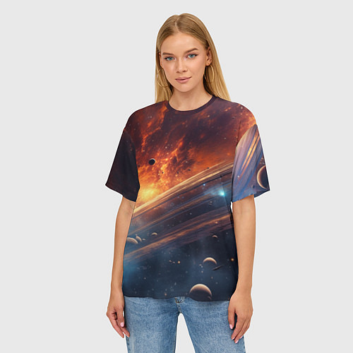 Женская футболка оверсайз Млечный путь космос / 3D-принт – фото 3