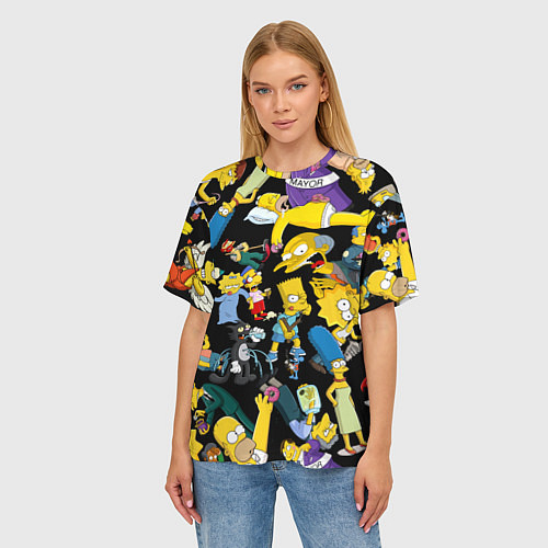 Женская футболка оверсайз Персонажи Симпсонов / 3D-принт – фото 3