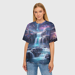 Футболка оверсайз женская Волшебный ночной водопад, цвет: 3D-принт — фото 2