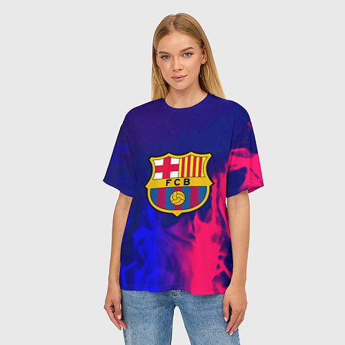 Женская футболка оверсайз Barcelona fc club gradient / 3D-принт – фото 3