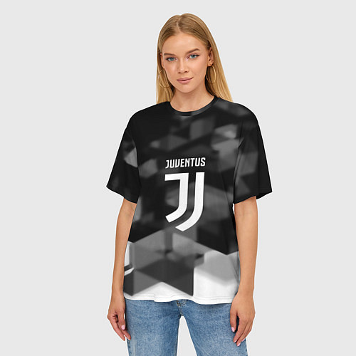 Женская футболка оверсайз Juventus geometry fc / 3D-принт – фото 3