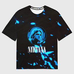 Футболка оверсайз женская Nirvana рок бенд краски, цвет: 3D-принт