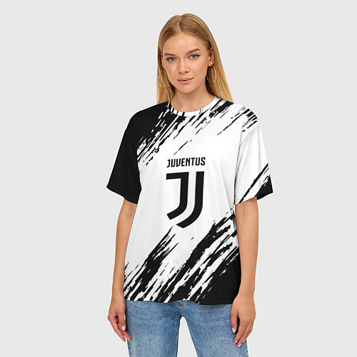 Женская футболка оверсайз Juventus краски / 3D-принт – фото 3