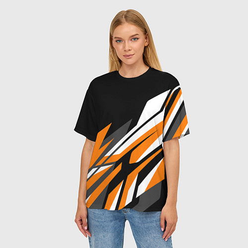 Женская футболка оверсайз Corner lines / 3D-принт – фото 3