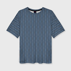 Женская футболка оверсайз Серо-синий текстурированные полосы