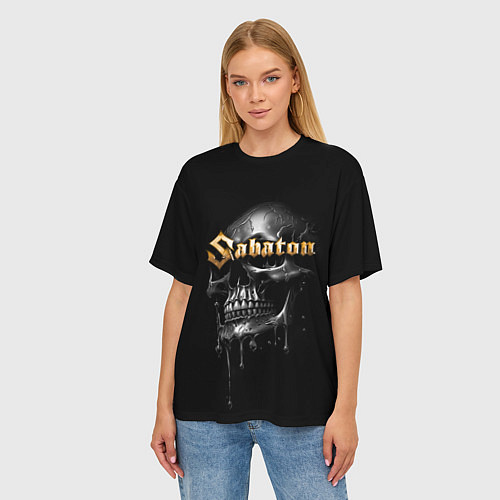 Женская футболка оверсайз Sabaton - rock group / 3D-принт – фото 3
