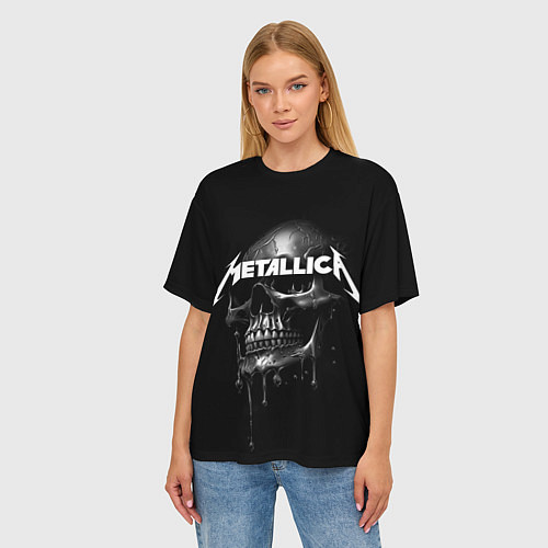 Женская футболка оверсайз Metallica - rock group / 3D-принт – фото 3