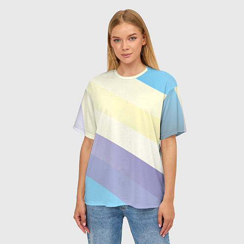 Женская футболка оверсайз Паттерн цветные волны - color waves / 3D-принт – фото 3
