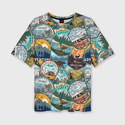 Футболка оверсайз женская Adventure stickers, цвет: 3D-принт