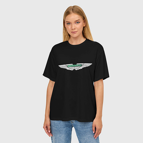 Женская футболка оверсайз Aston Martin logo / 3D-принт – фото 3