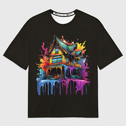 Футболка оверсайз женская Дом в цветных брызгах, цвет: 3D-принт