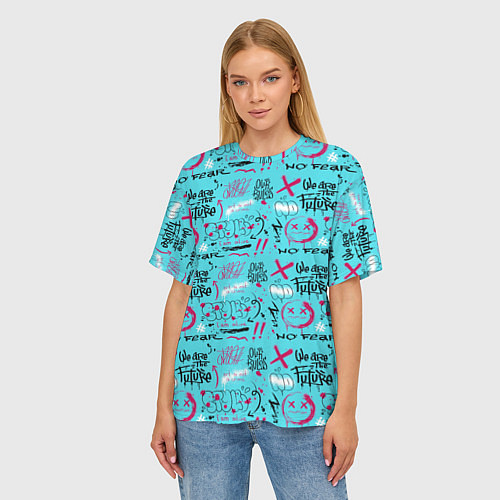 Женская футболка оверсайз We are the future - граффити / 3D-принт – фото 3