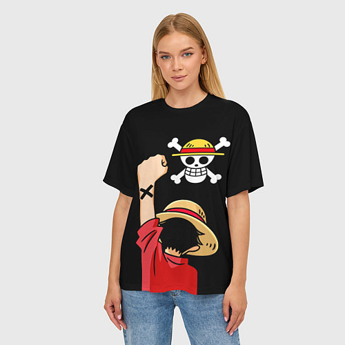 Женская футболка оверсайз One piece - Monkey D Luffy / 3D-принт – фото 3