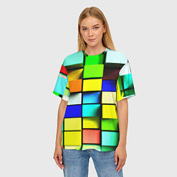 Футболка оверсайз женская Оптические кубы, цвет: 3D-принт — фото 2