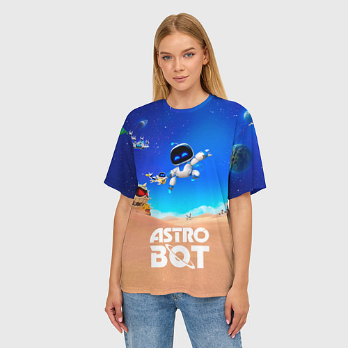 Женская футболка оверсайз Astro bot персонажи / 3D-принт – фото 3