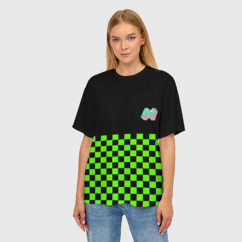 Женская футболка оверсайз Minecraft клетка / 3D-принт – фото 3